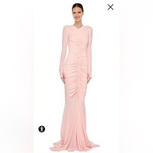 Norma Kamali Pink Ruched Long Sleeve Dress
